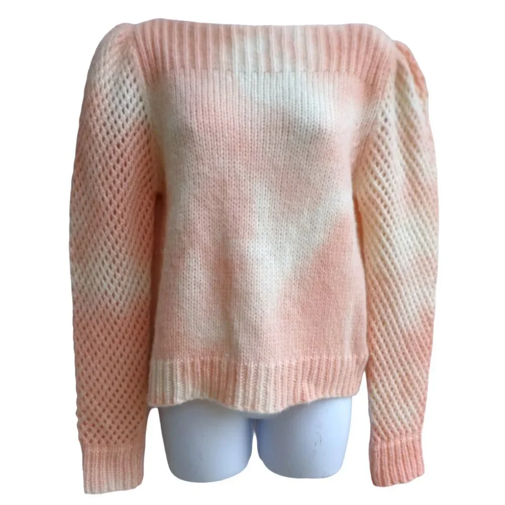 ALPaCa LoveShackFancy Knit Sweater Rosie Tie Dye Pastel Pink Cream Crochet Peru